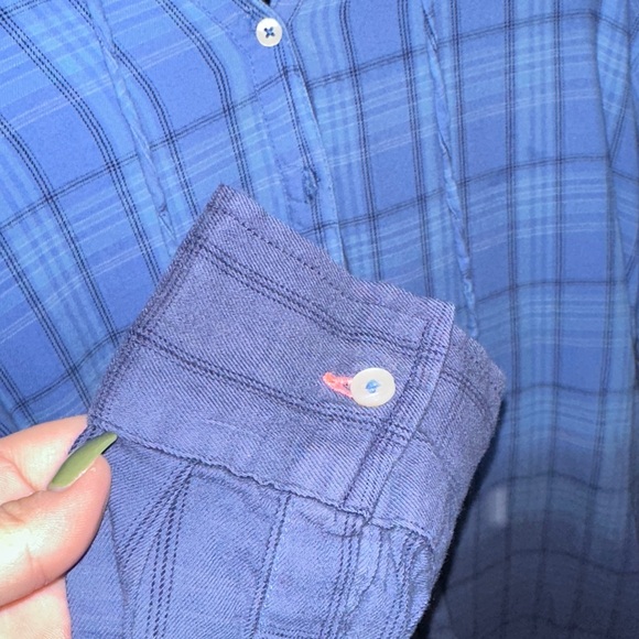 Aerie Blue Hombe Hooded Button Down - Picture 3 of 7